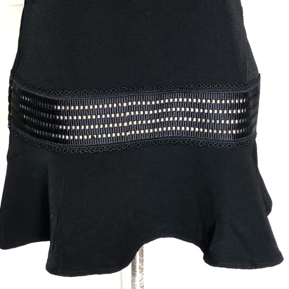 SANDRO Dress 2 Black Eyelet Tie Bow A-line Tulip Sleeveless Paris XS cocktail - Picture 3 of 8